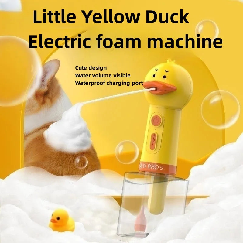 USB Rechargeable Electric Duck Pet Foam Dispenser – Fun, Automatic Bathing Accessory for Dogs & Cats!